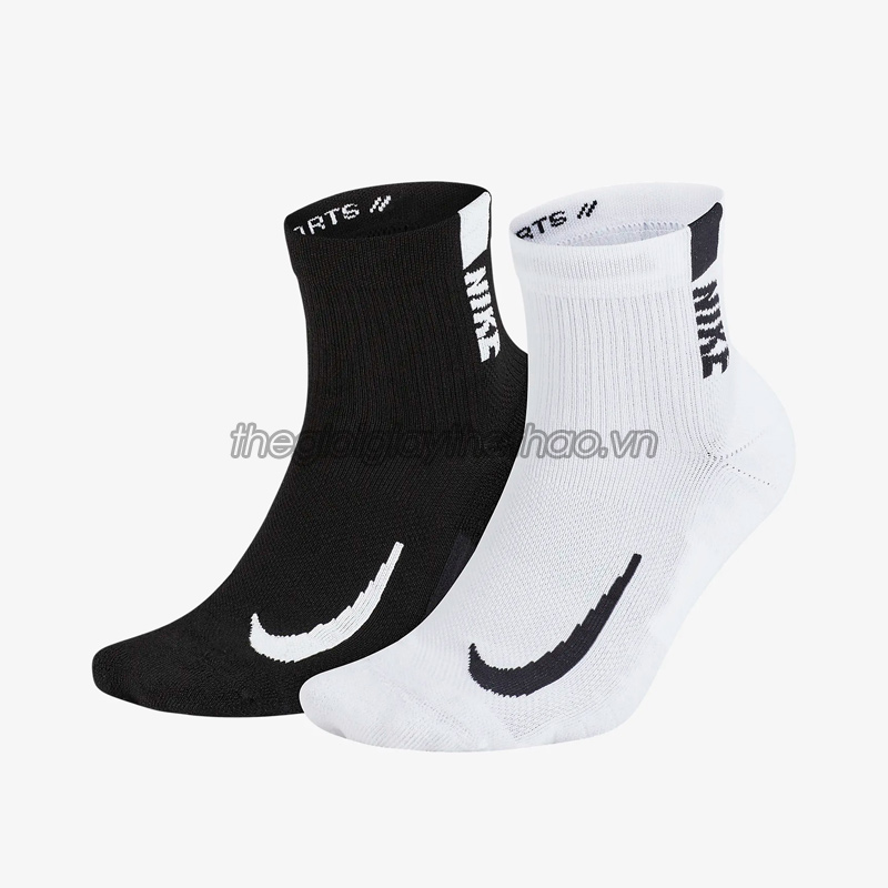 Tất cao cổ Nike Multiplier Ankle Socks SX7556 906 (2 đôi-2 màu đen và trắng)  1